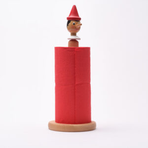 Porta rotolo di carta da cucina in legno dipinto a mano con testa di Pinocchio